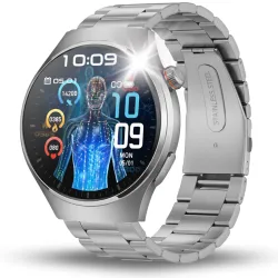 Smartwatch Zegarek Męski Kardiowatch Angelo AT200 Srebrny Ciśnieniomierz Ekg Hrv Paski Menu Pl